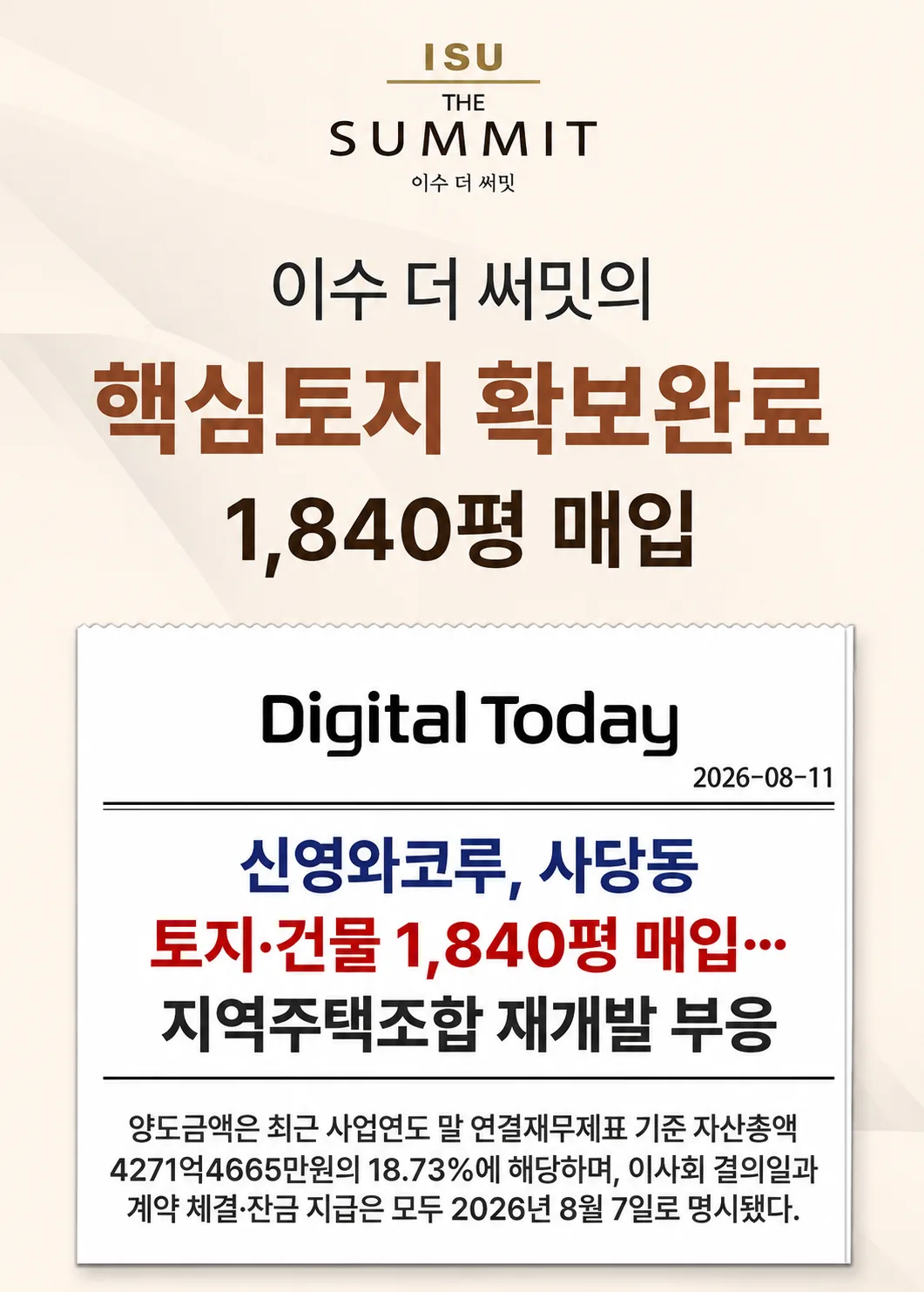 핵심토지 확보완료